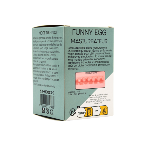 Gaine Masturbatrice Réutilisable FUNNY EGG – Design Réaliste Vagin lèvres fines